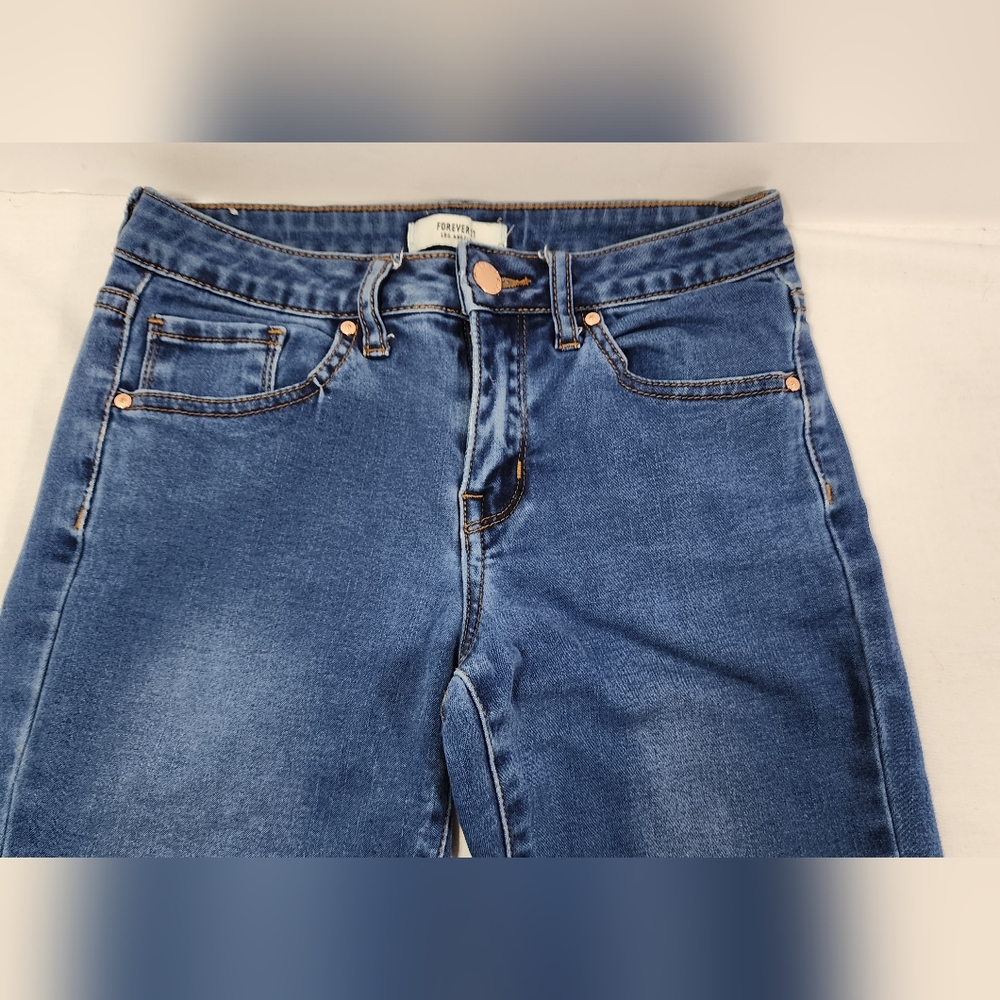 FOREVER 21 WOMEN'S CROP JEGGINGS SIZE 24, BLUE - Picture 3 of 13